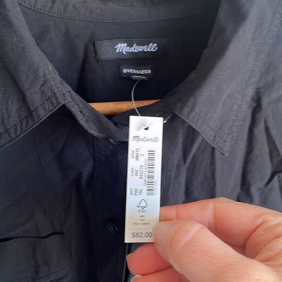 Madewell Shirt Womens Small Black Double Pocket Button Down Oversized - Picture 3 of 10